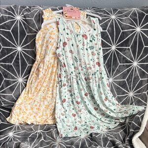 Floral Kids Casual Dresses - Yellow and White